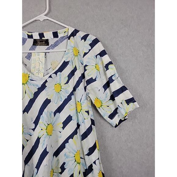 NWT Luiselle Italy 100% Linen White Floral Daisy SS Sundress Womens Med Pockets - Picture 4 of 13